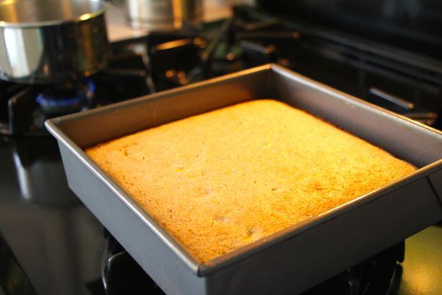 semolina cake out of the oven