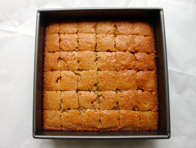 Semolina cake in pan