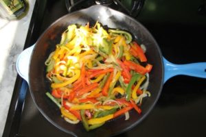 frittata vegetables in pan