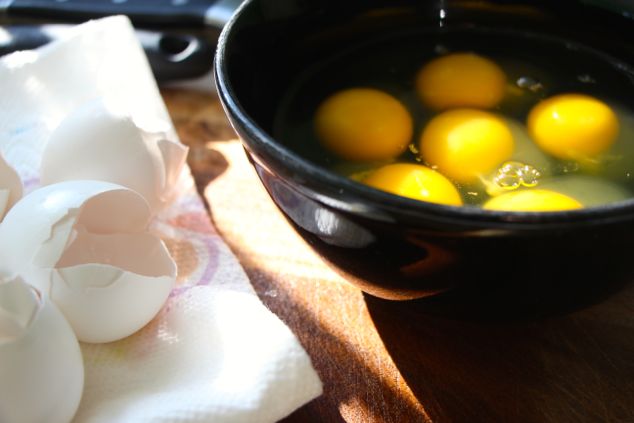 cracked eggs in bowl