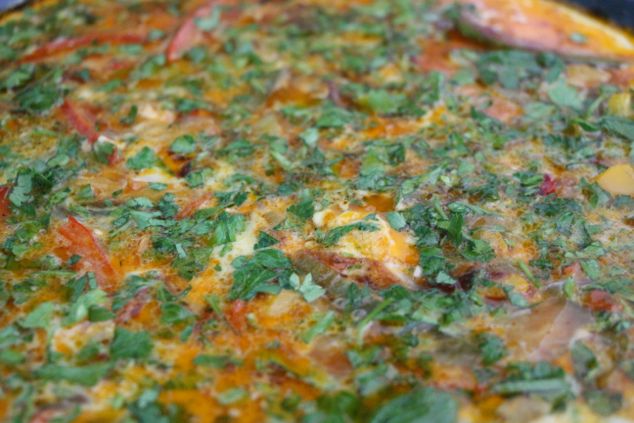 frittata cooking up close
