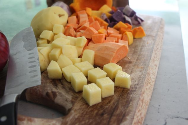 vegetables cut into cubes