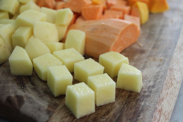 vegetables cut into cubes