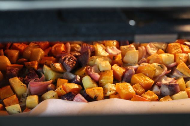 roasted vegetables in oven