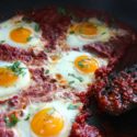 shakshuka serving from pot