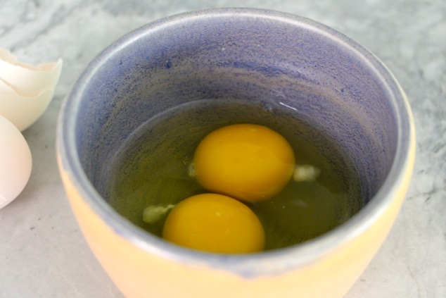 two eggs in a bowl