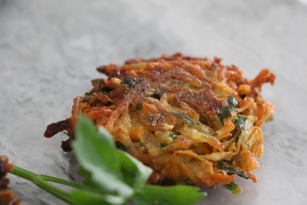 latkes on plate up close