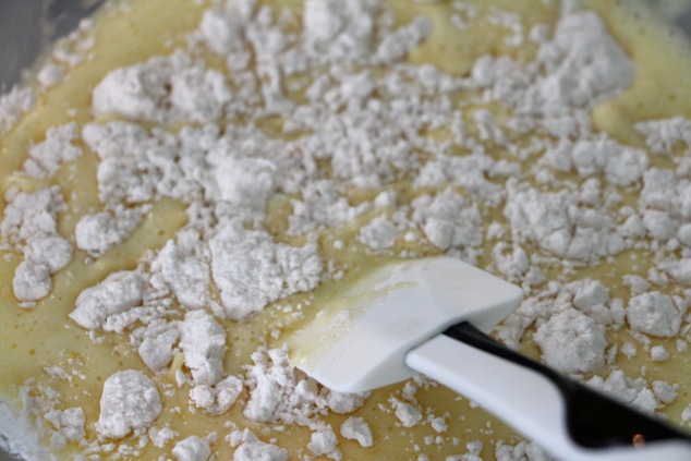 adding flour to mixture