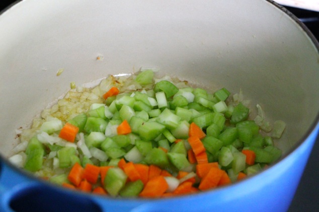 adding celery and carrot