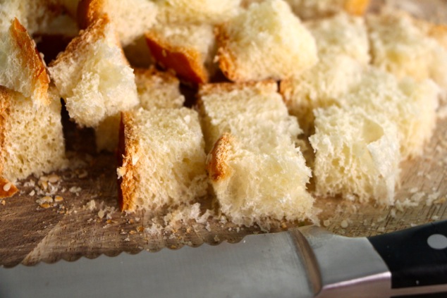 challah cubed up close