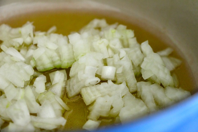 chopped onion in olive oil