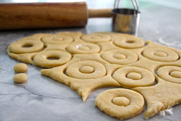 cutting out dough yo yo shape