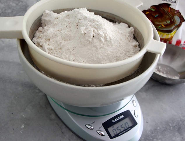 flour on scale