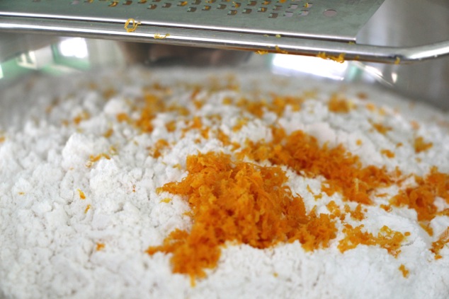 orange zest in flour