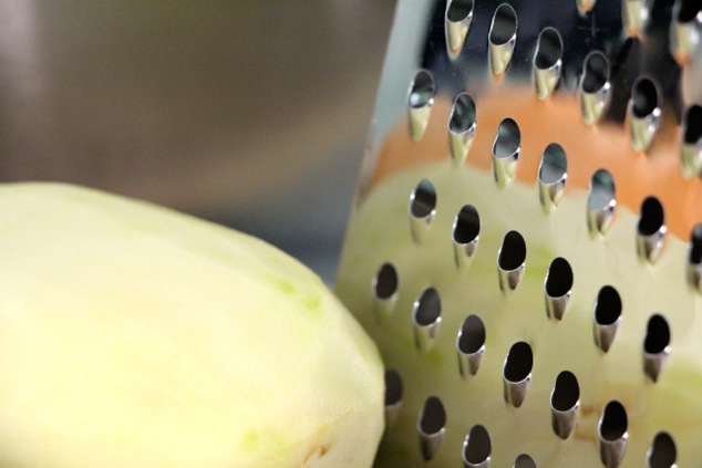 potato and grater up close