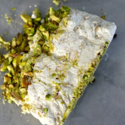 Halva-Pistachio Frozen Mousse Cake