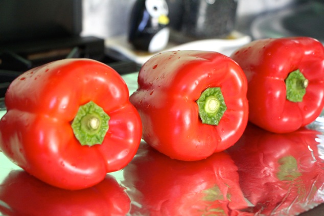 bell peppers on tray