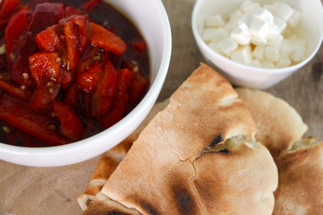 roasted peppers salad served