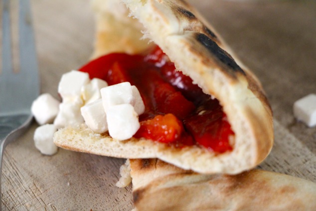 roasted peppers in pita