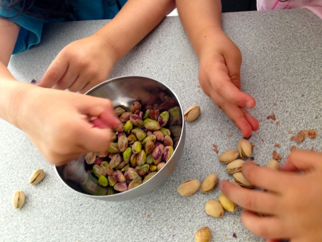 kids and pistachios