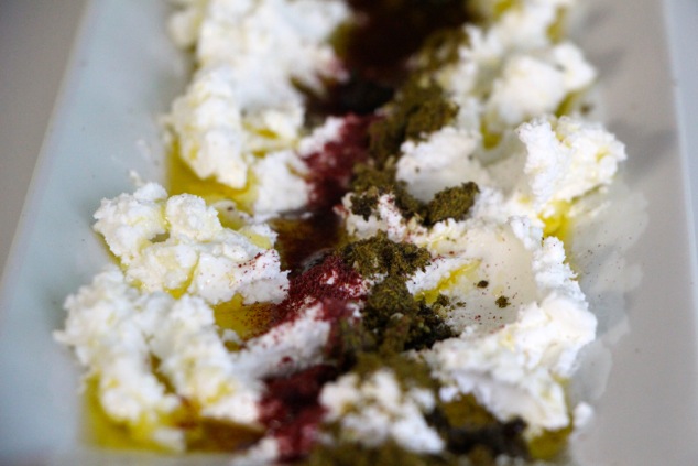 Labneh with spices up close