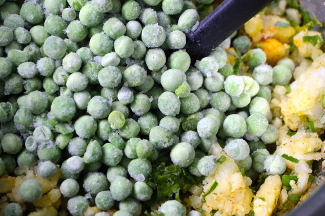 adding peas up close