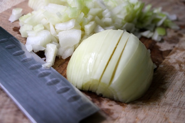 chopping onion