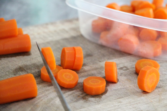 cutting carrots