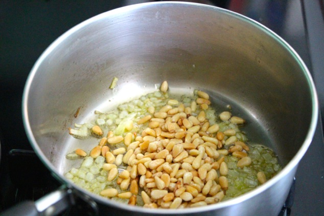 pine nuts in pot