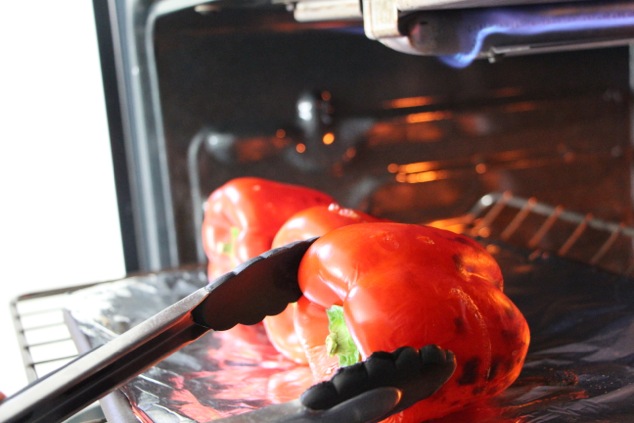rotating roasted peppers