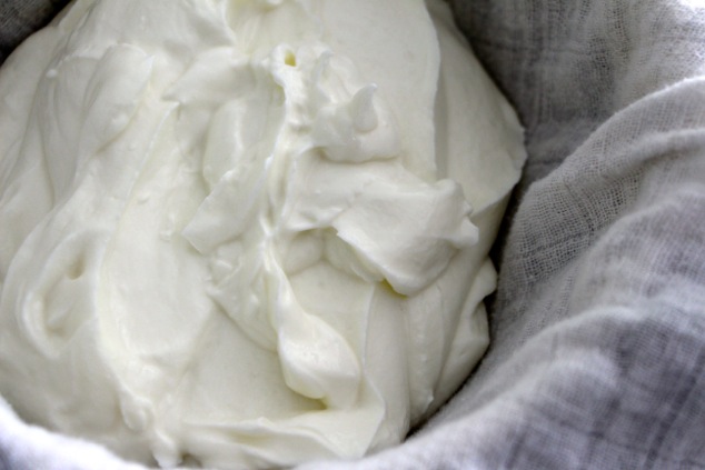yogurt in cheesecloth
