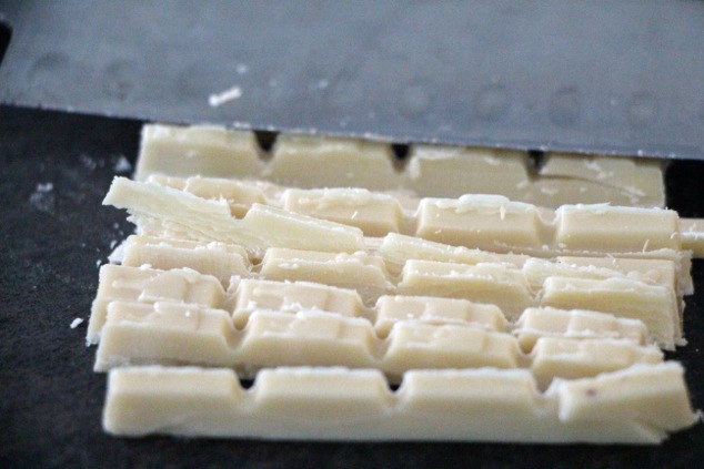 chopping white chocolate up close