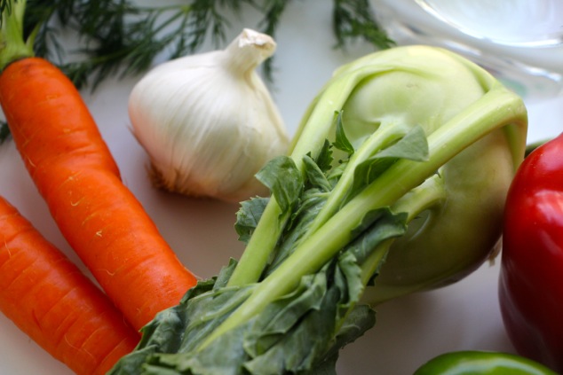 Kohlrabi and carrots up close