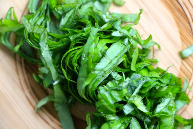 basil chiffonade