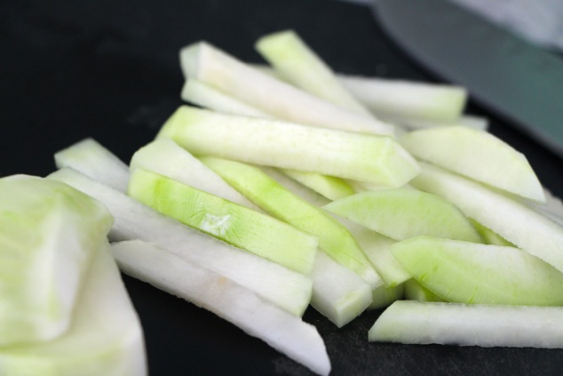 kohlrabi cut to strips