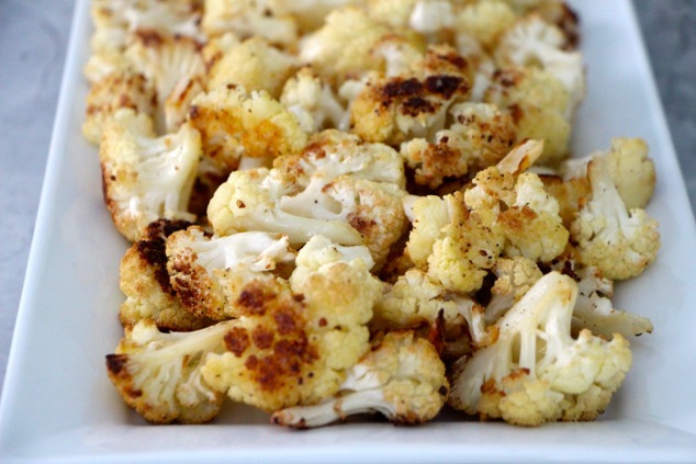 roasted cauliflower on serving dish