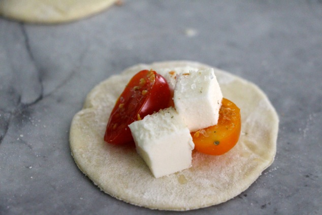 tomato and mozzarela in circle