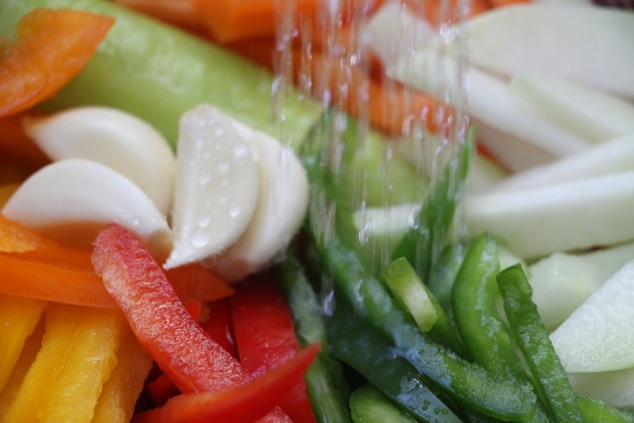 washing vegetables in cold water up close