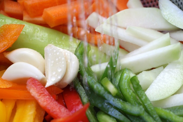 washing vegetables up close