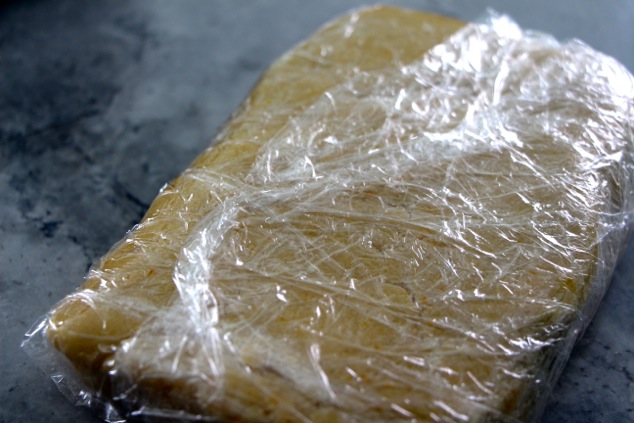 dough in plastic wrap