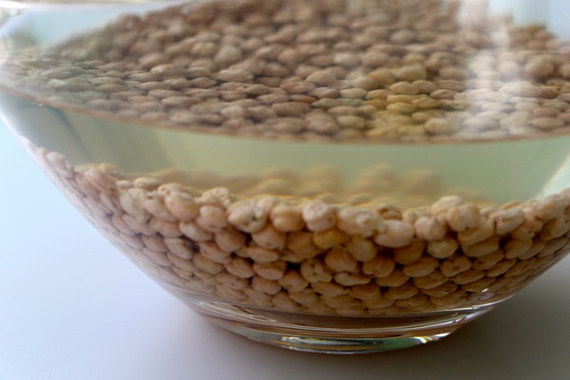 chickpeas in water soaking