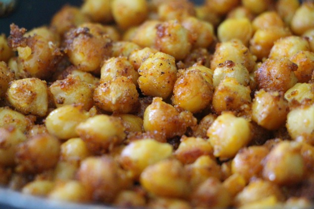 spicy chickpeas cooking up close