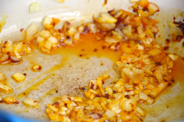 sautéing onions and harissa