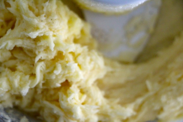 butter mixture in food processor up close