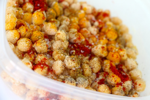 chickpeas with spices in container