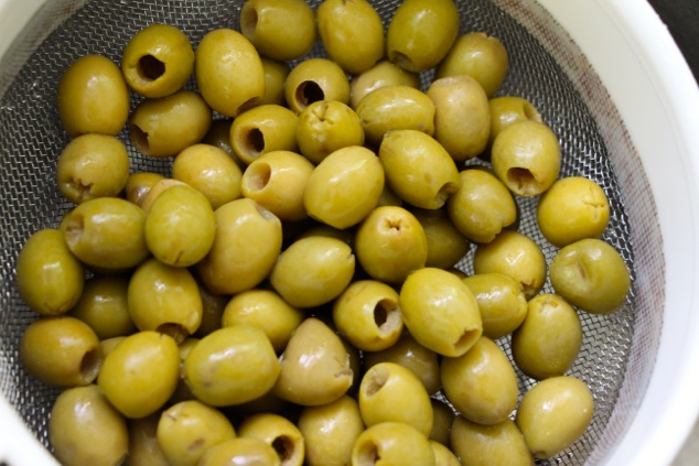 drained green olives