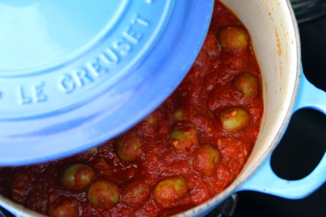 green olives dish in a pot