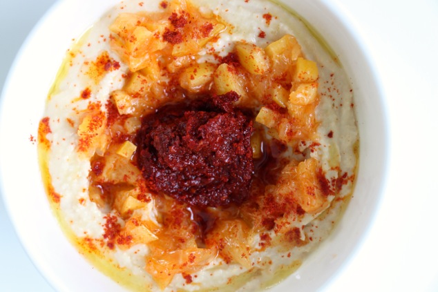 hummus with harissa and preserved lemon