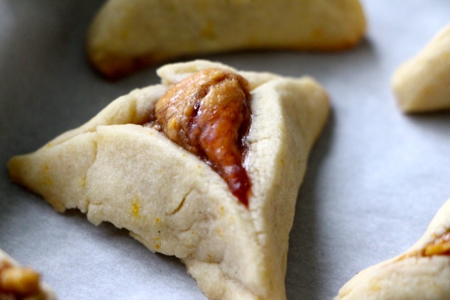 ready hamentashen with peanut mixture