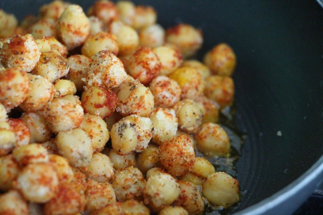 spicy chickpeas in pan